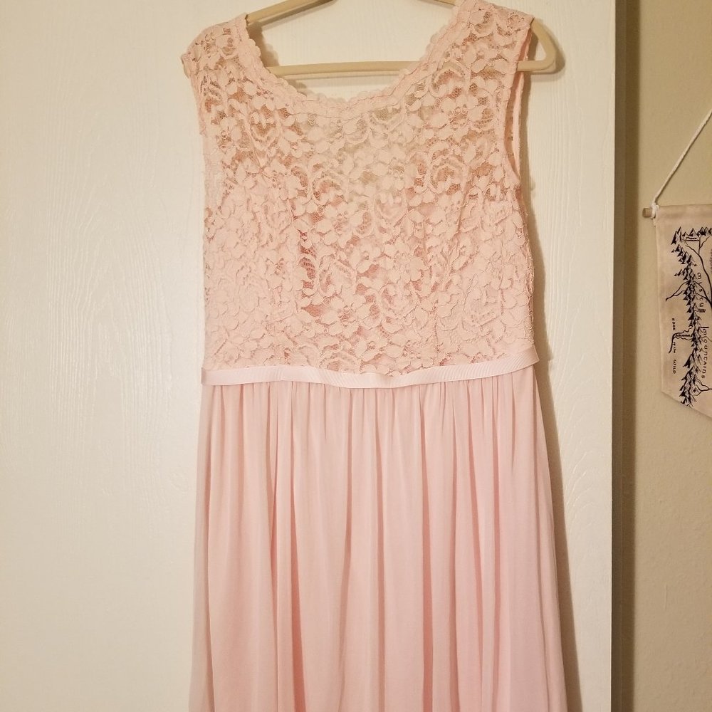 David's Bridal Petal Lace & Mesh Bridesmaid Dress